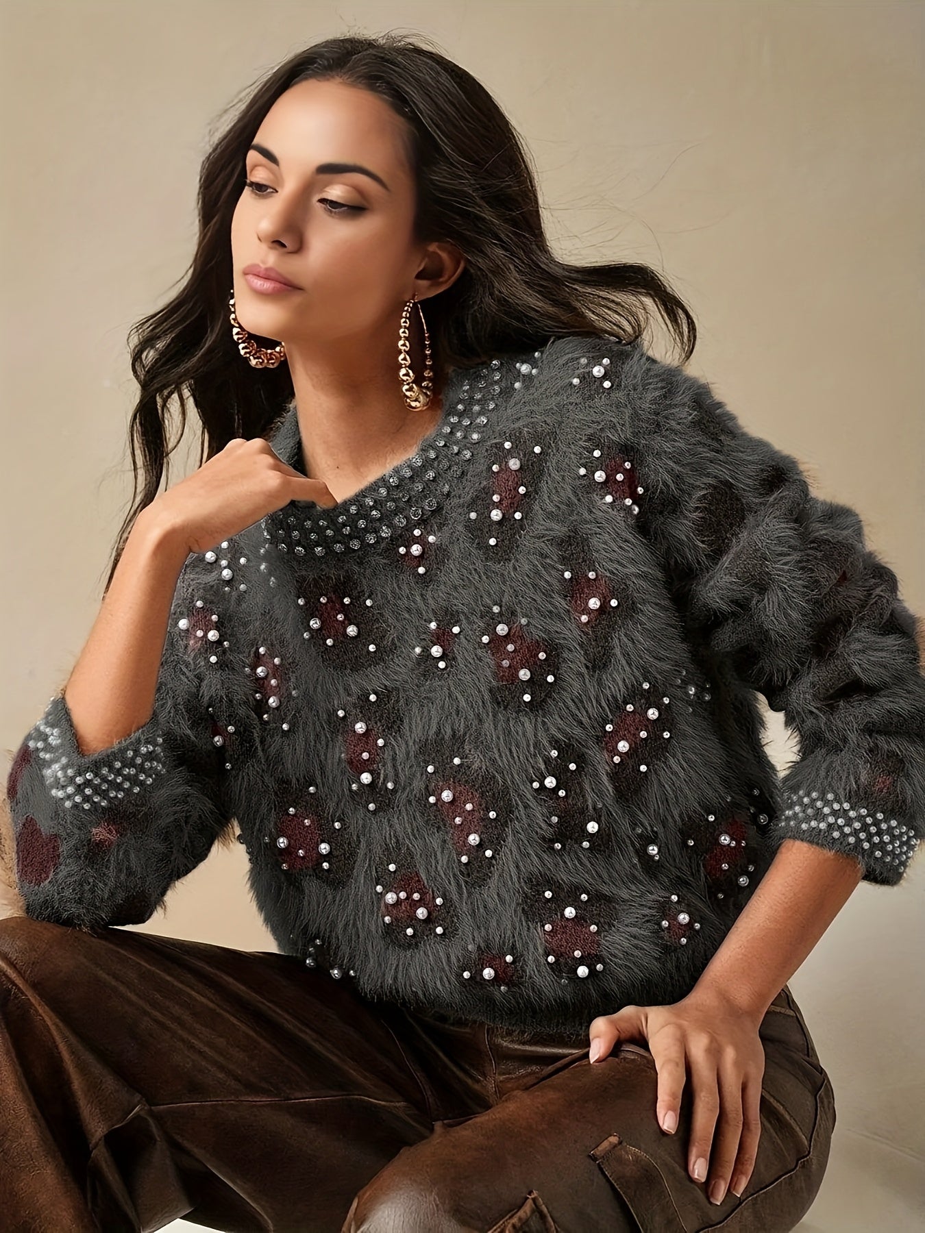 MAGLIONE STAMPA ANIMALIER COLLO ROTONDO