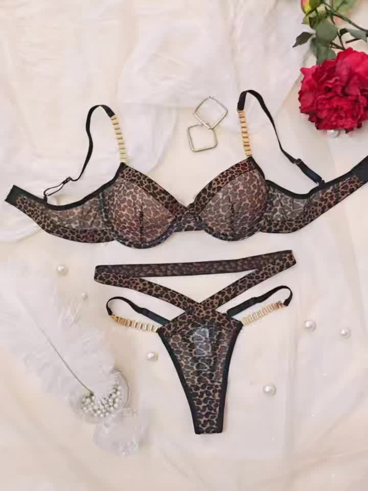 COMPLETO INTIMO REGGISENO E PERIZOMA STAMPA ANIMALIER