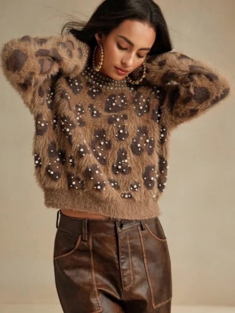 MAGLIONE STAMPA ANIMALIER COLLO ROTONDO
