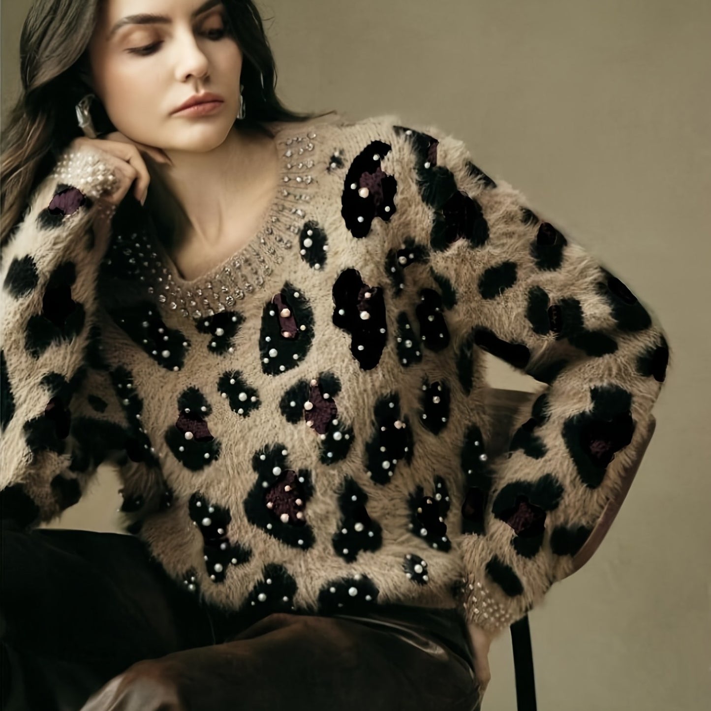 MAGLIONE STAMPA ANIMALIER COLLO ROTONDO