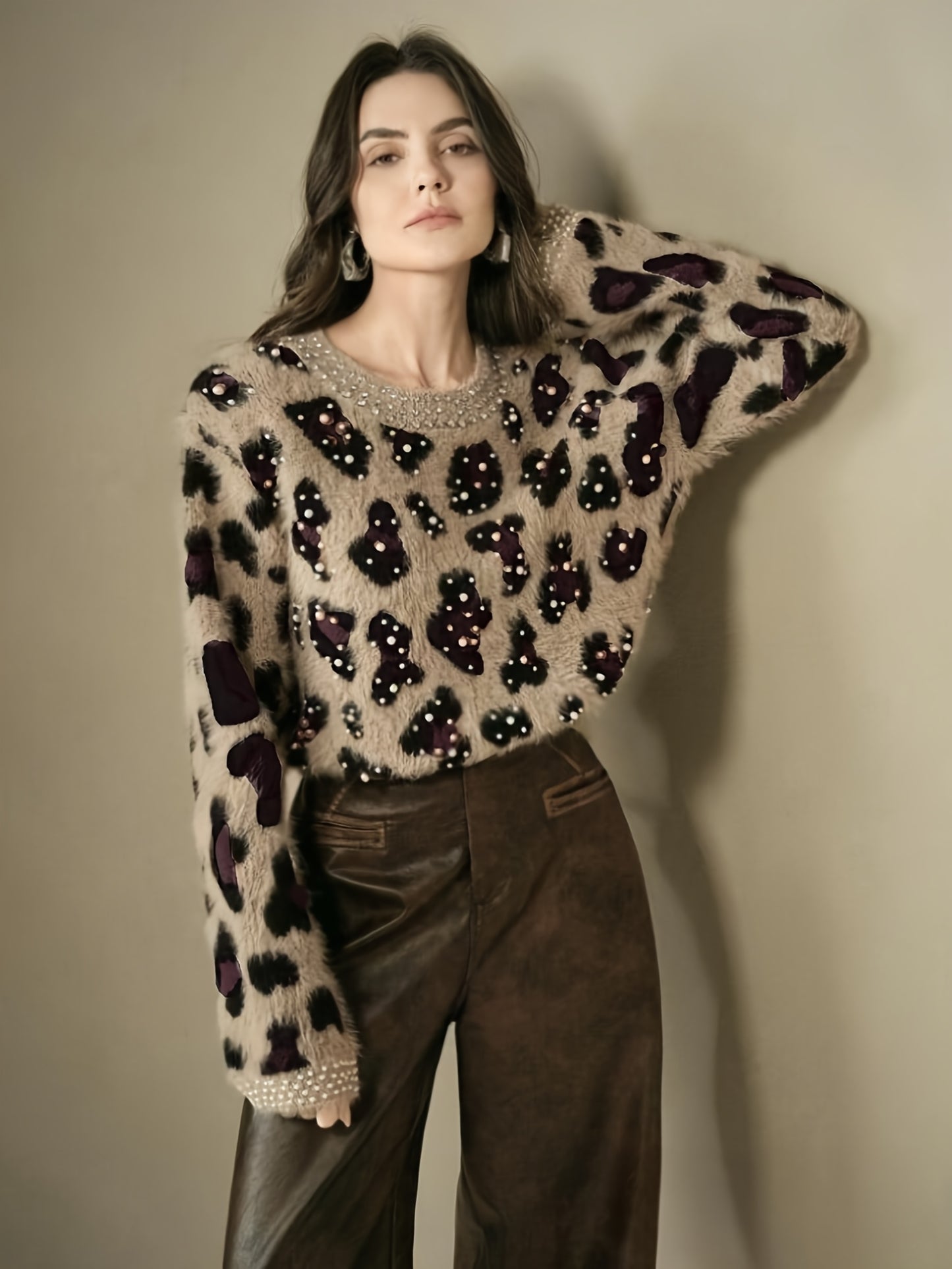 MAGLIONE STAMPA ANIMALIER COLLO ROTONDO