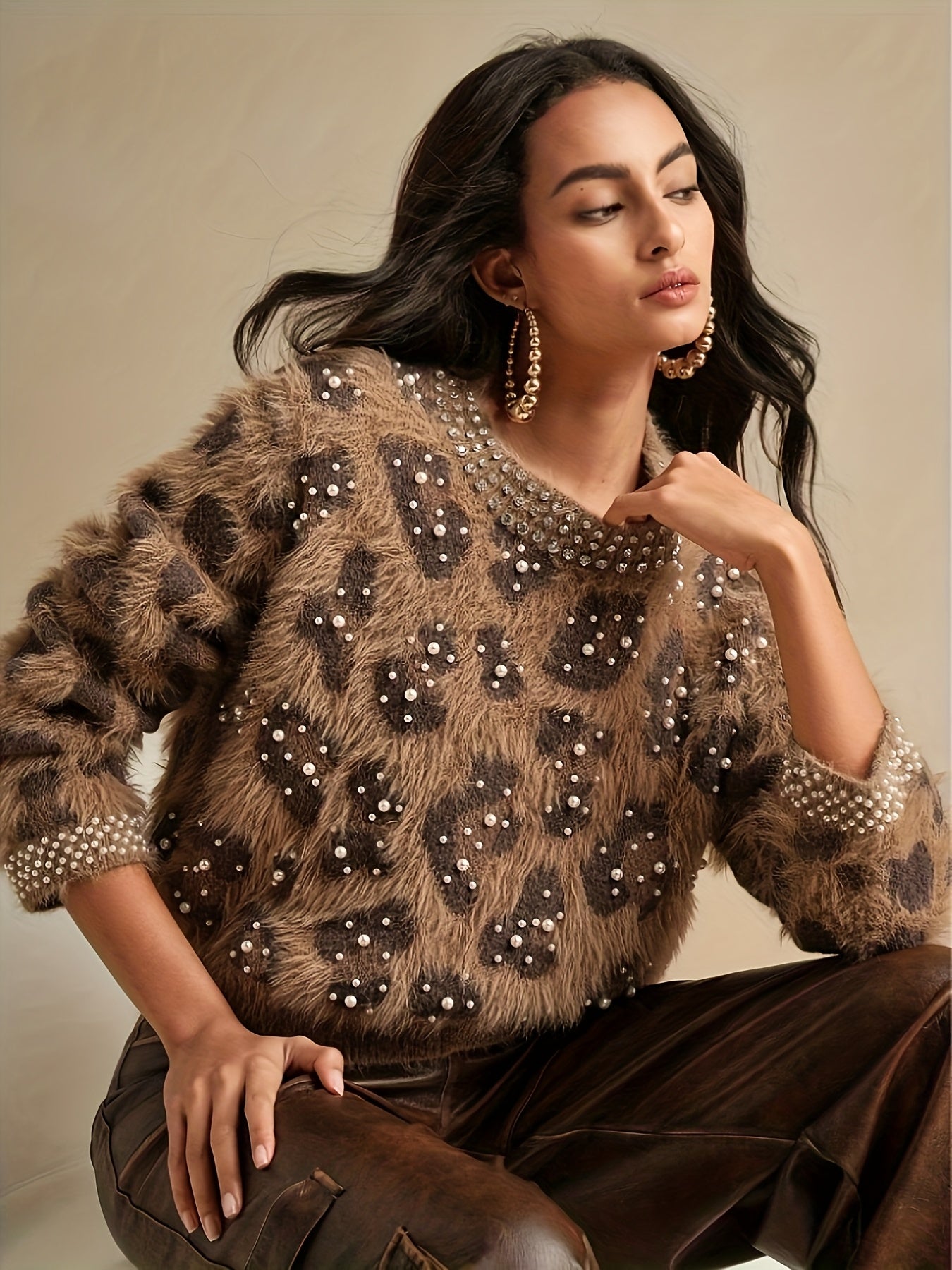MAGLIONE STAMPA ANIMALIER COLLO ROTONDO