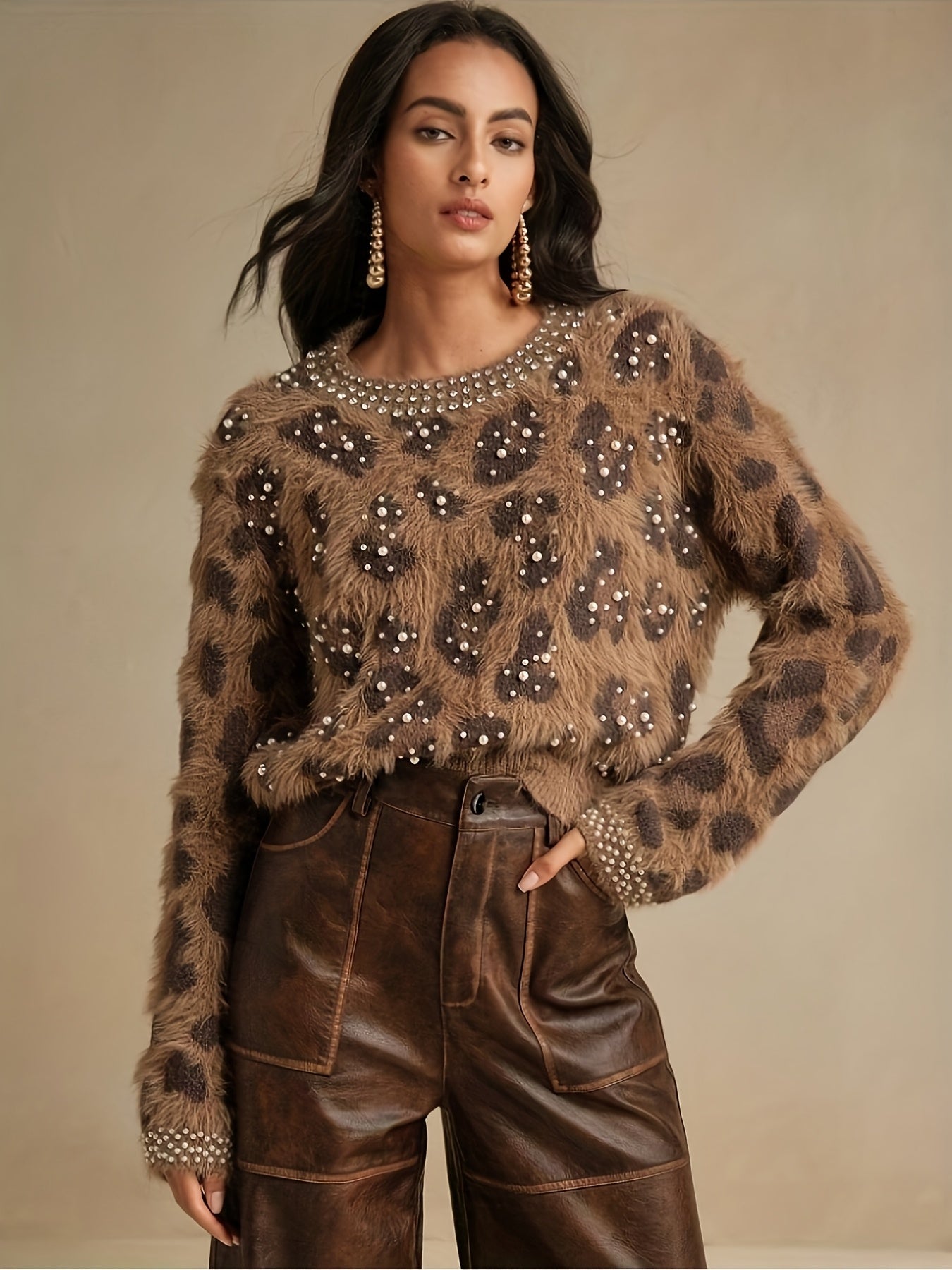 MAGLIONE STAMPA ANIMALIER COLLO ROTONDO