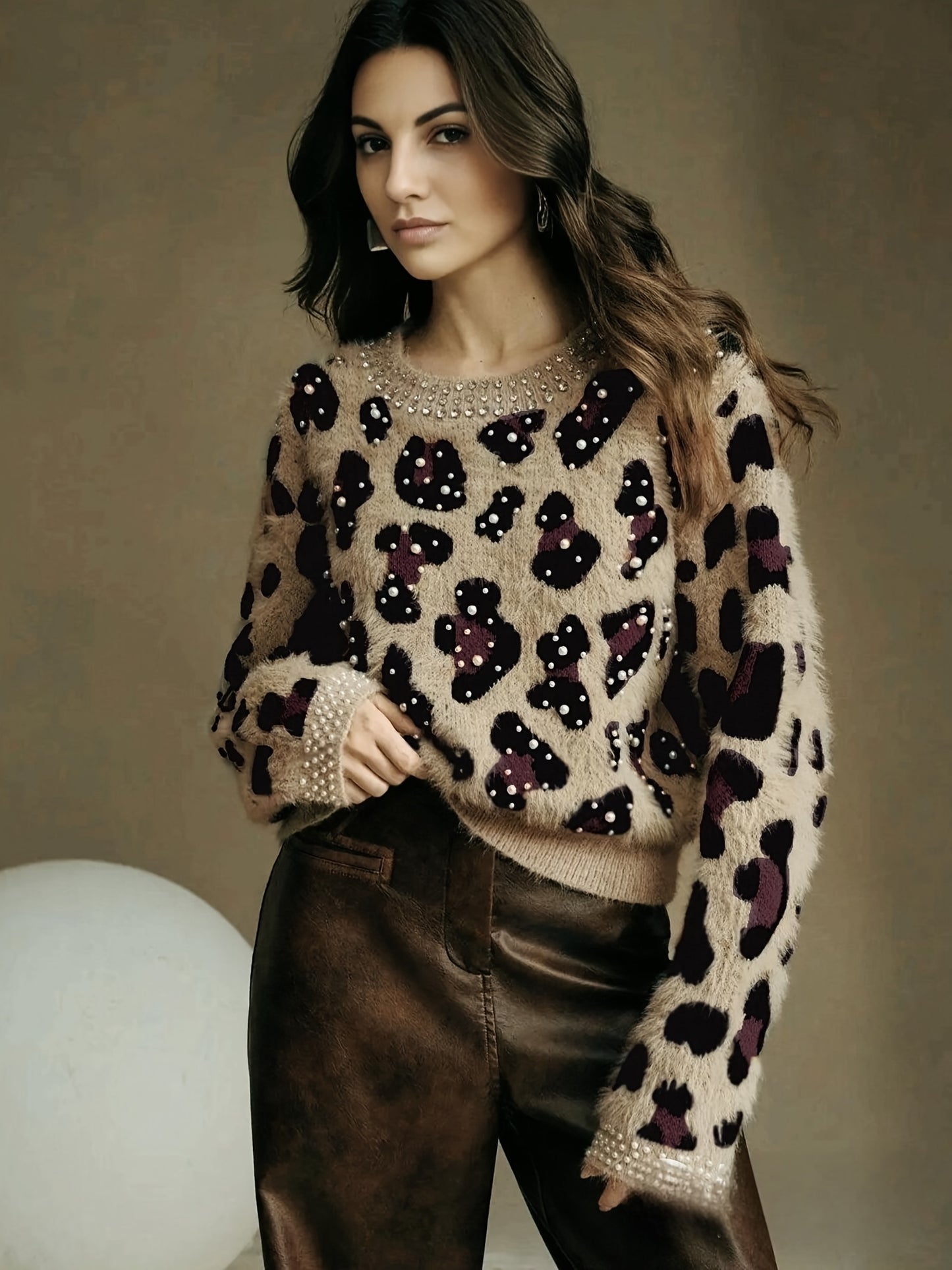 MAGLIONE STAMPA ANIMALIER COLLO ROTONDO