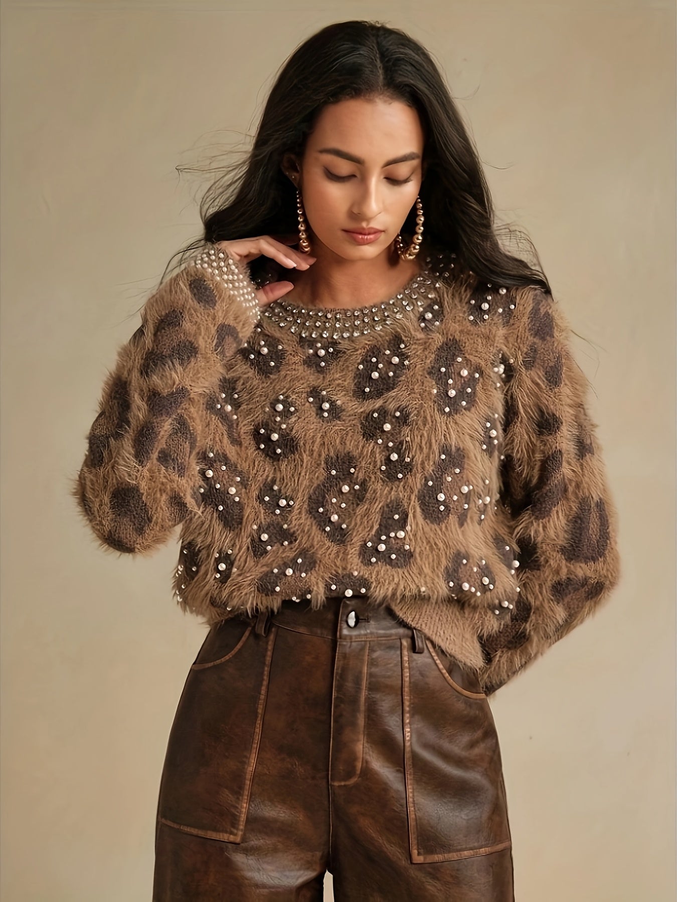 MAGLIONE STAMPA ANIMALIER COLLO ROTONDO