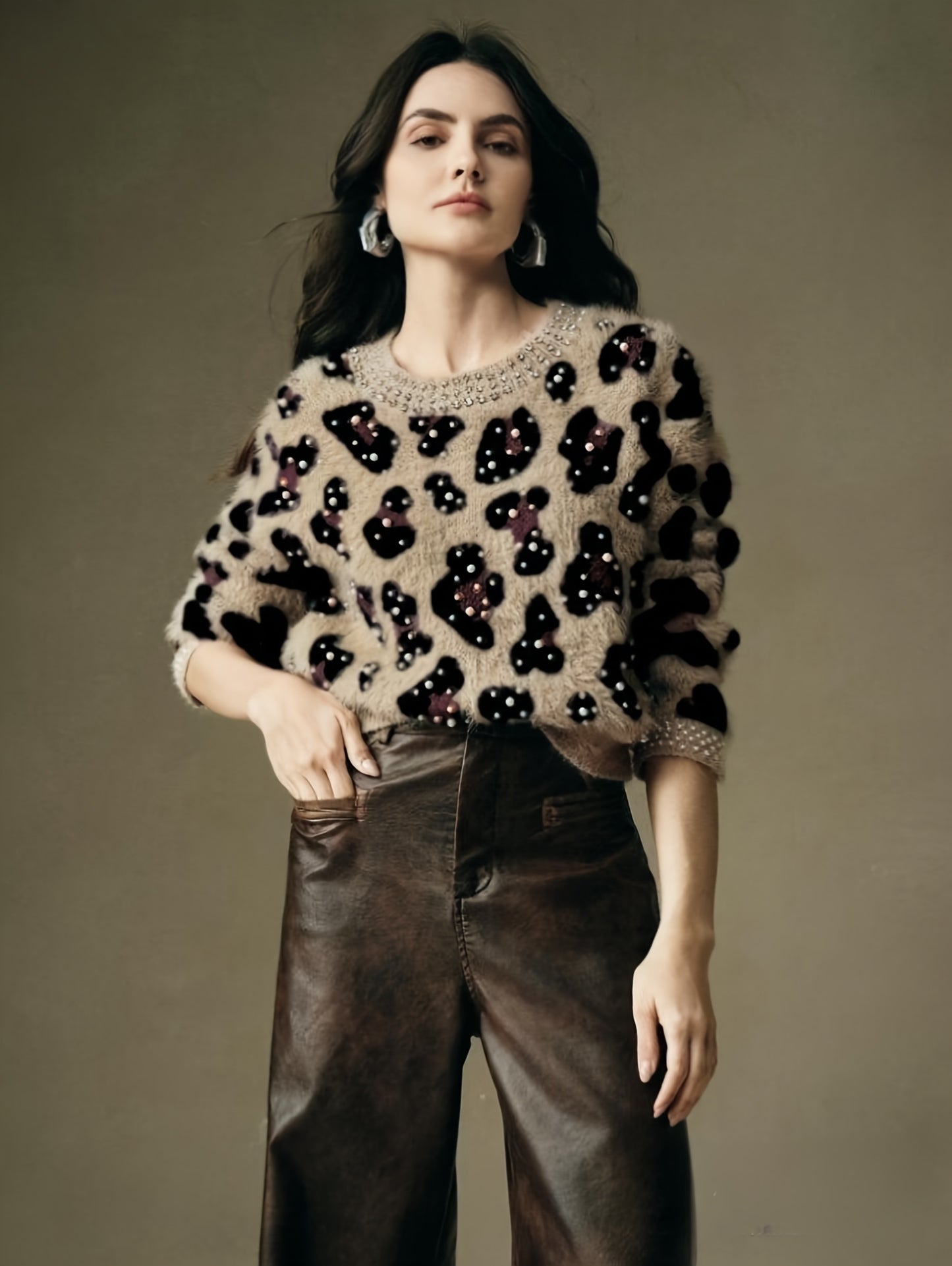 MAGLIONE STAMPA ANIMALIER COLLO ROTONDO