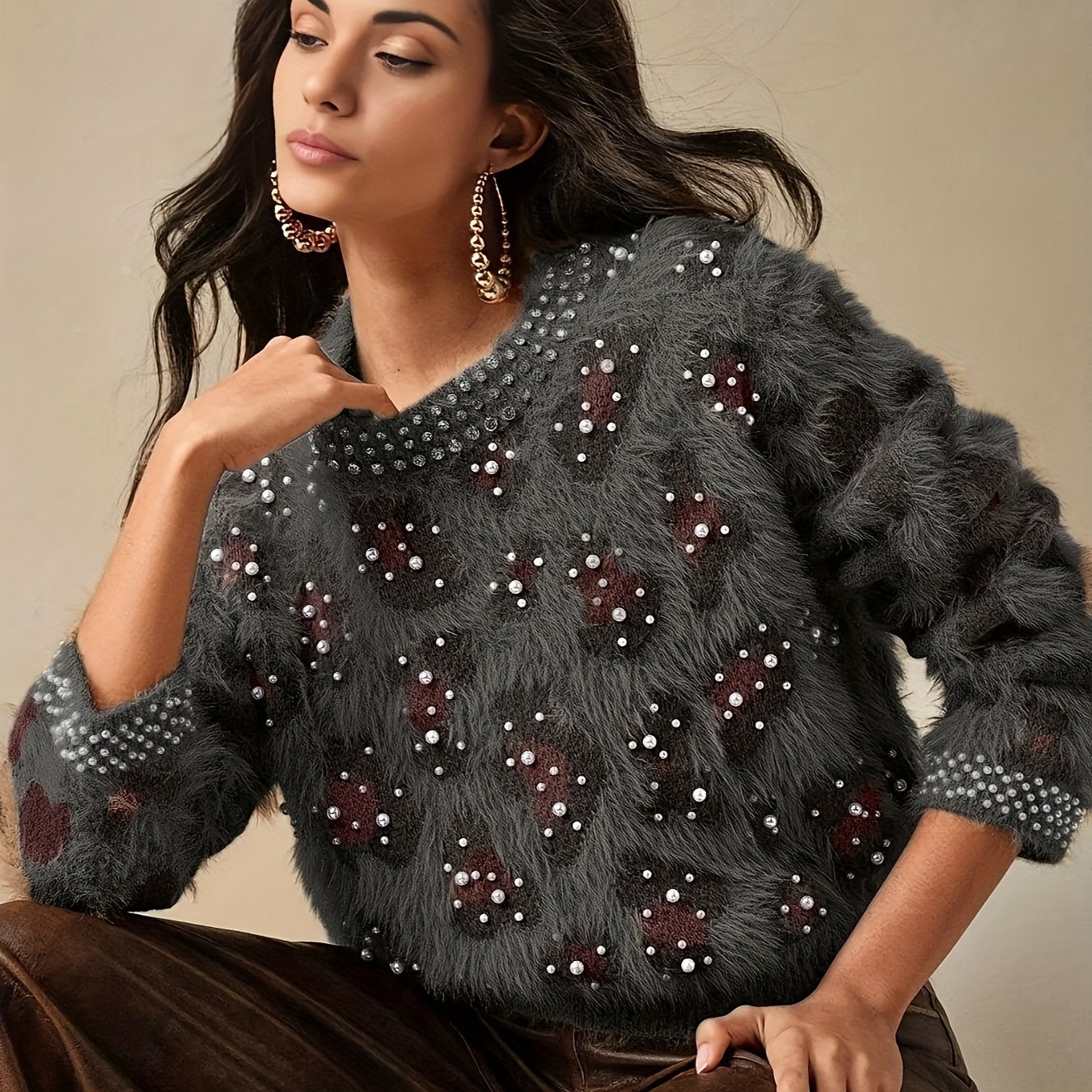 MAGLIONE STAMPA ANIMALIER COLLO ROTONDO