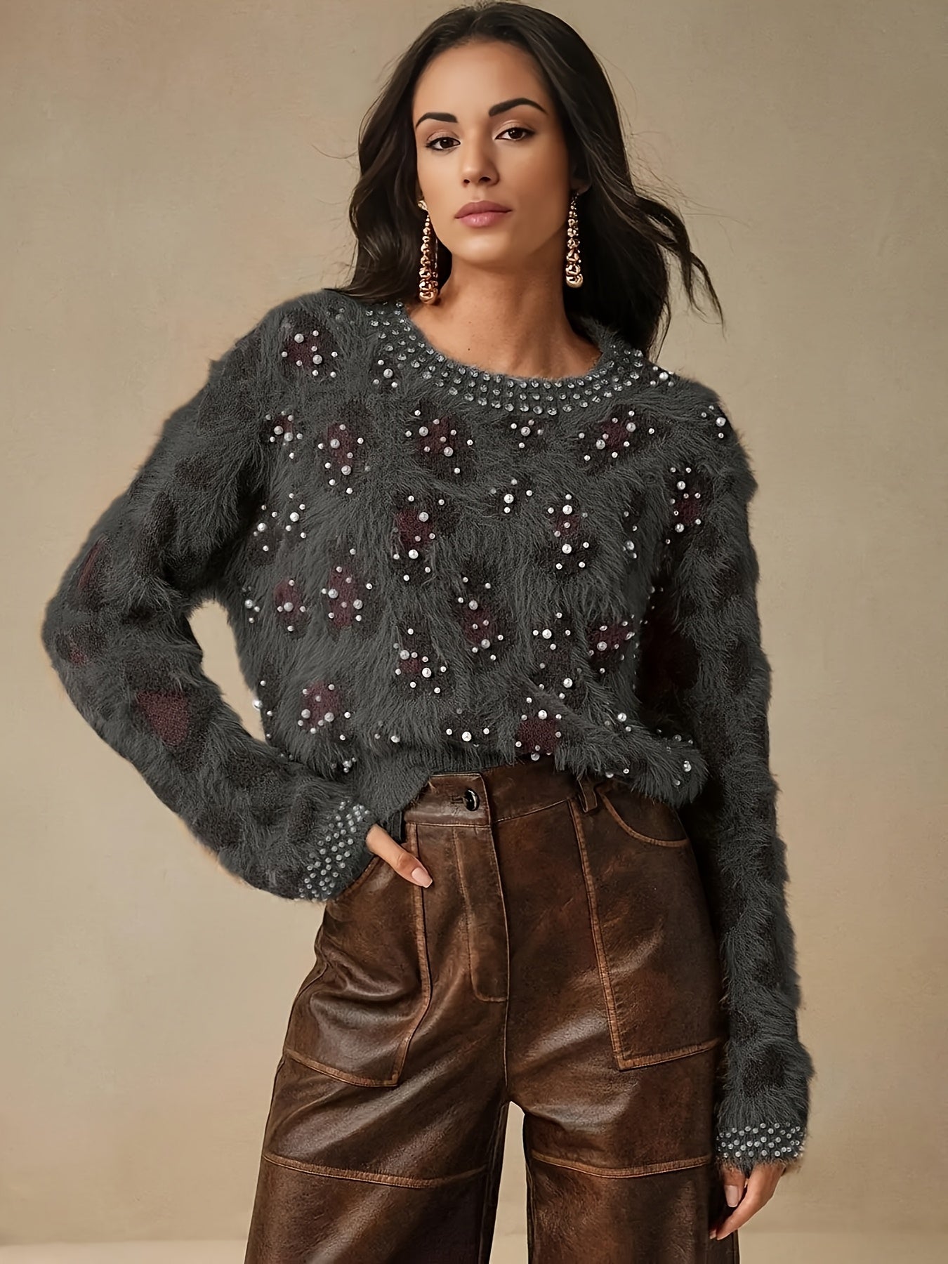 MAGLIONE STAMPA ANIMALIER COLLO ROTONDO