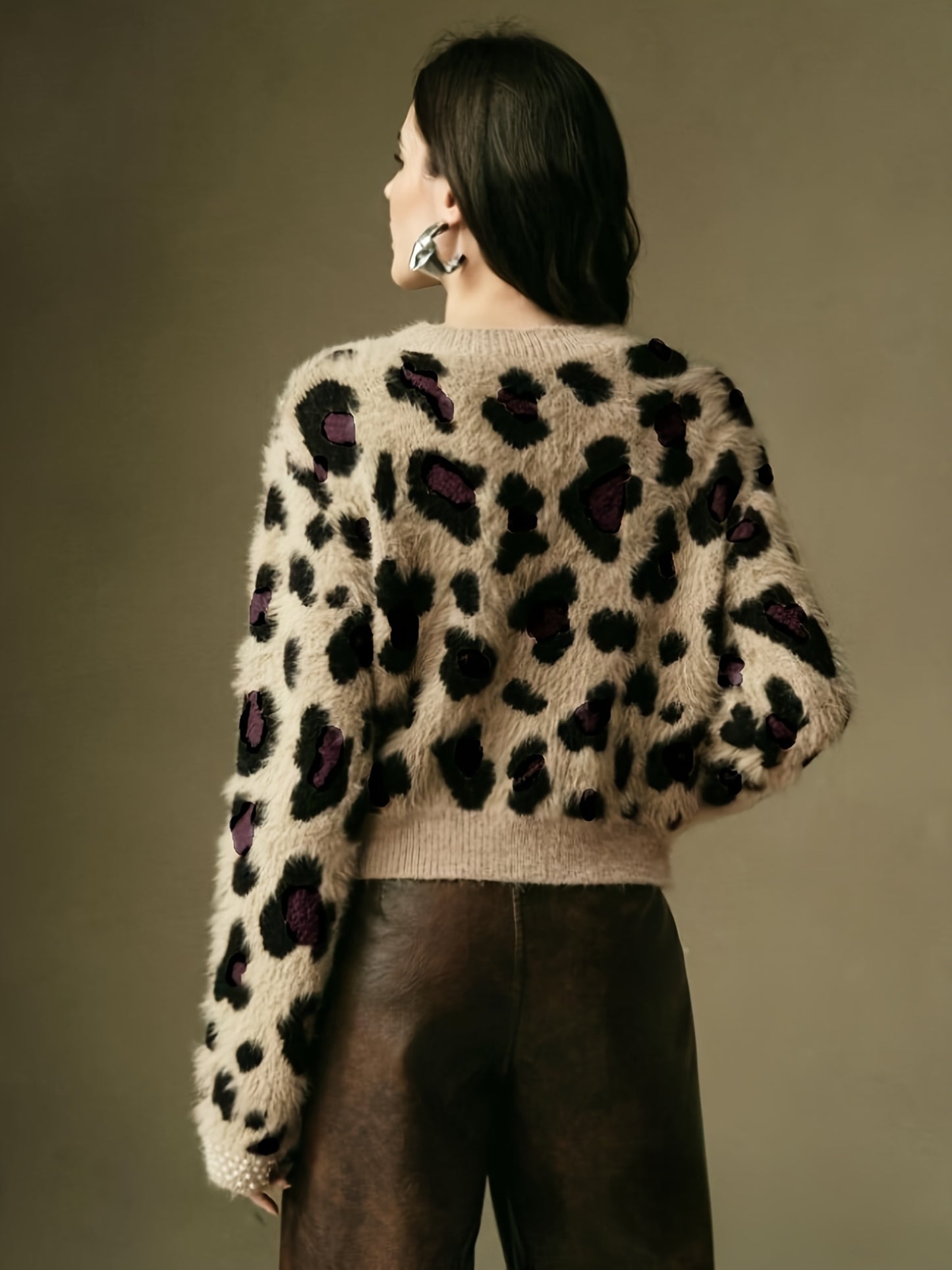 MAGLIONE STAMPA ANIMALIER COLLO ROTONDO