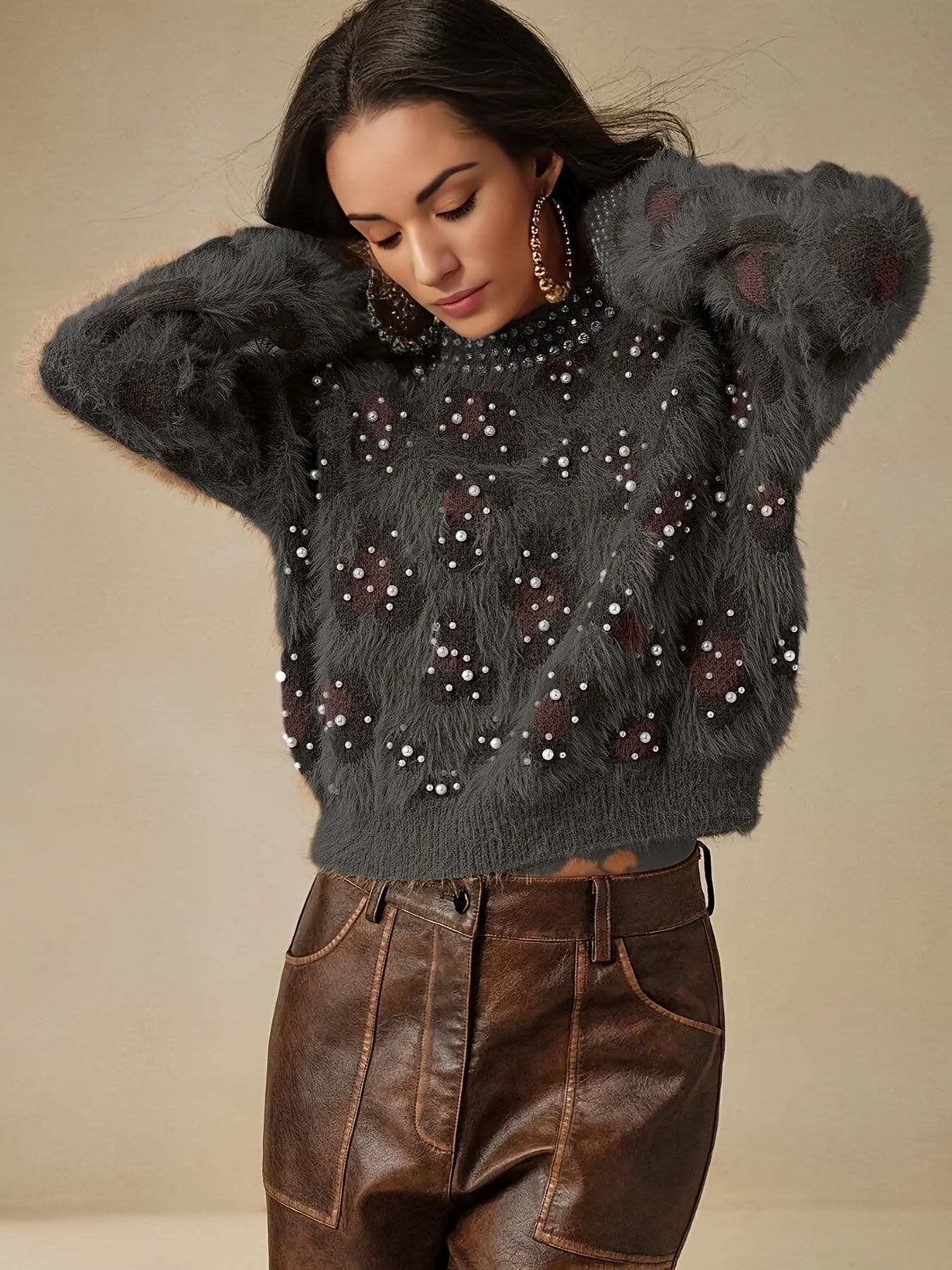 MAGLIONE STAMPA ANIMALIER COLLO ROTONDO