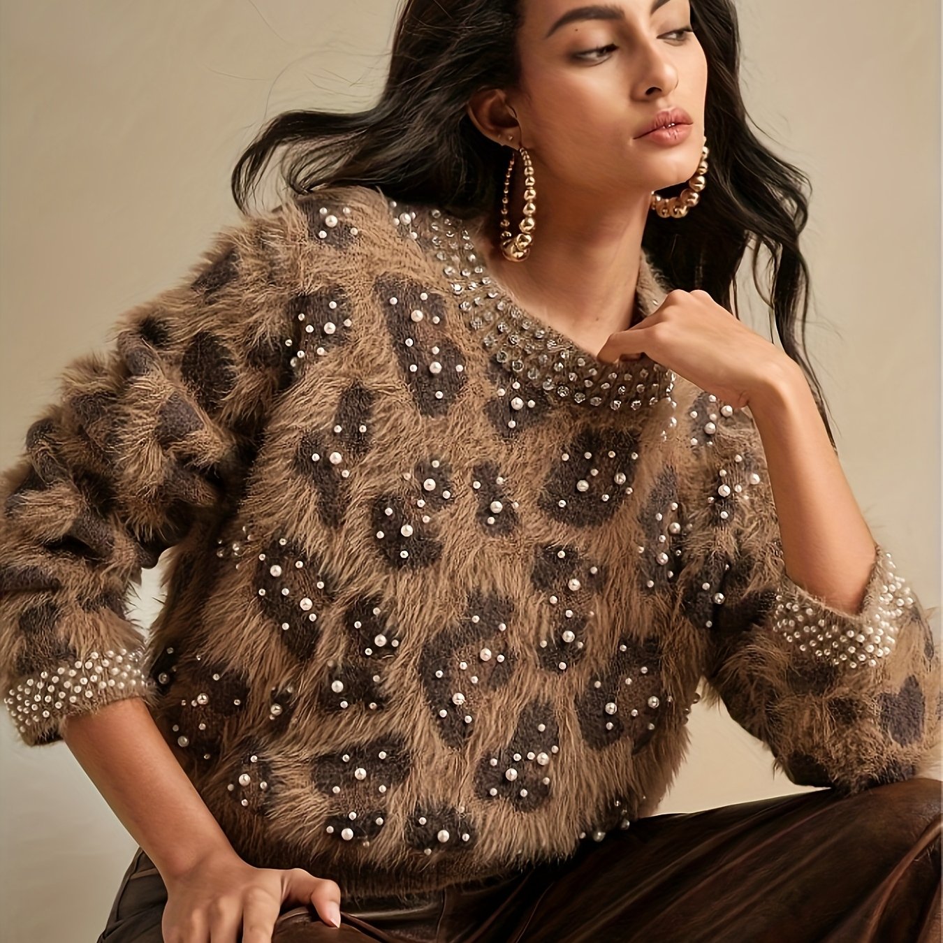 MAGLIONE STAMPA ANIMALIER COLLO ROTONDO