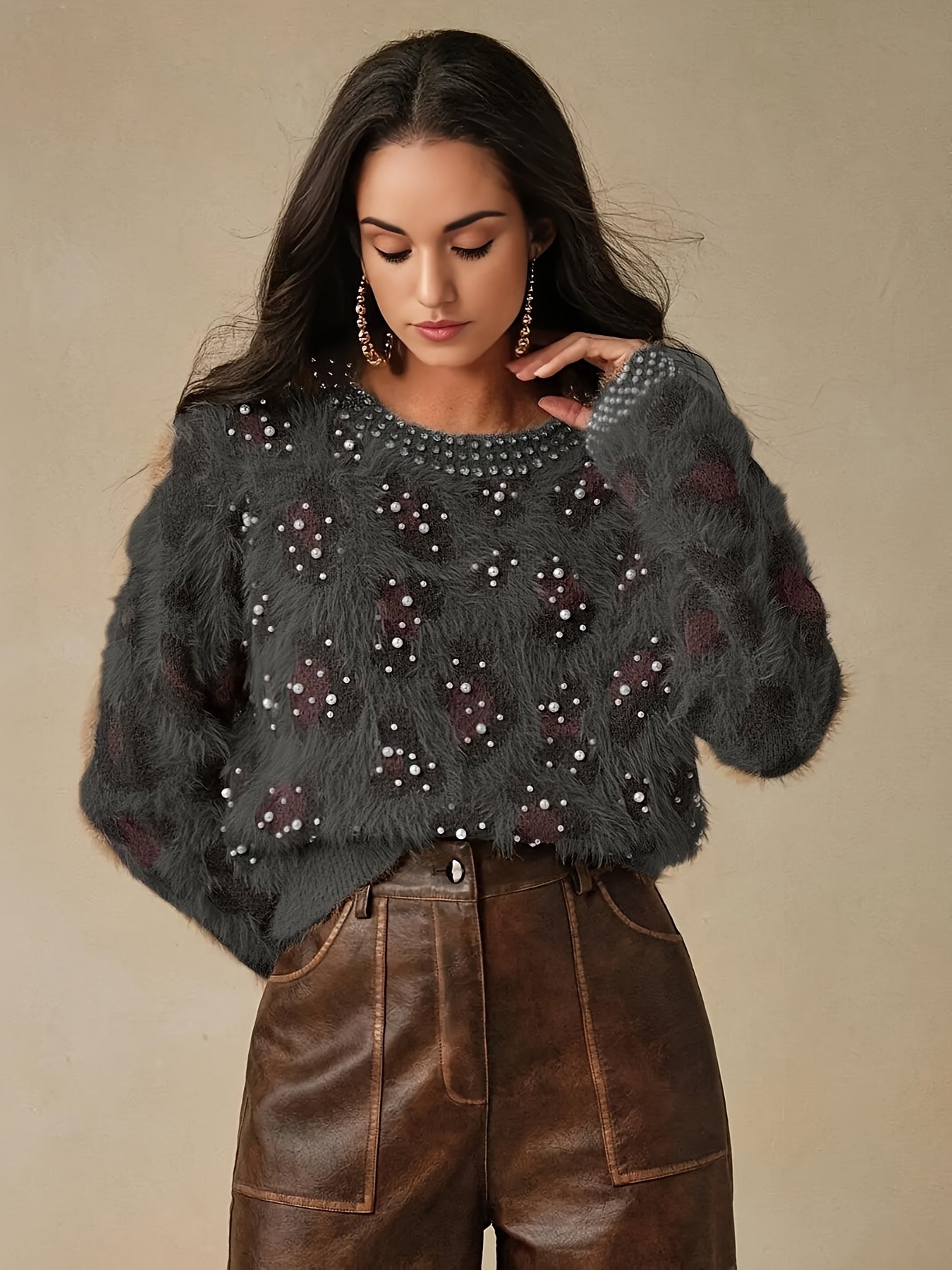 MAGLIONE STAMPA ANIMALIER COLLO ROTONDO