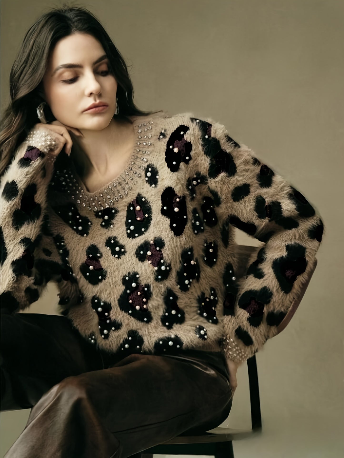 MAGLIONE STAMPA ANIMALIER COLLO ROTONDO
