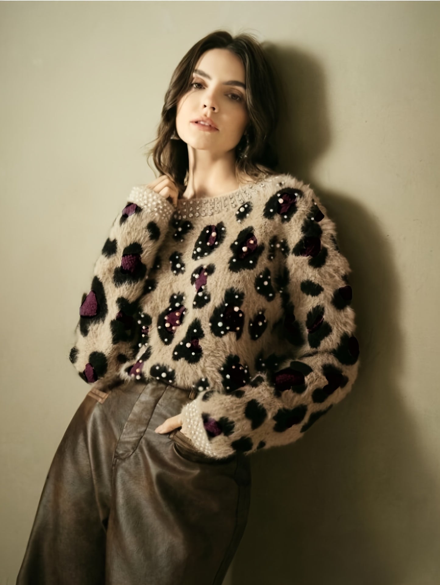 MAGLIONE STAMPA ANIMALIER COLLO ROTONDO