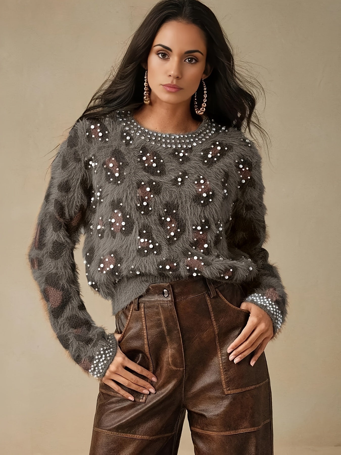 MAGLIONE STAMPA ANIMALIER COLLO ROTONDO
