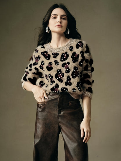 MAGLIONE STAMPA ANIMALIER COLLO ROTONDO