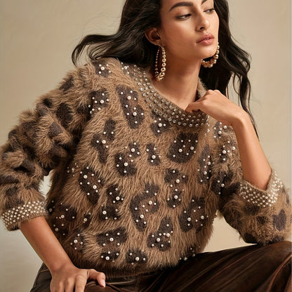 MAGLIONE STAMPA ANIMALIER COLLO ROTONDO