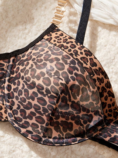 COMPLETO INTIMO REGGISENO E PERIZOMA STAMPA ANIMALIER