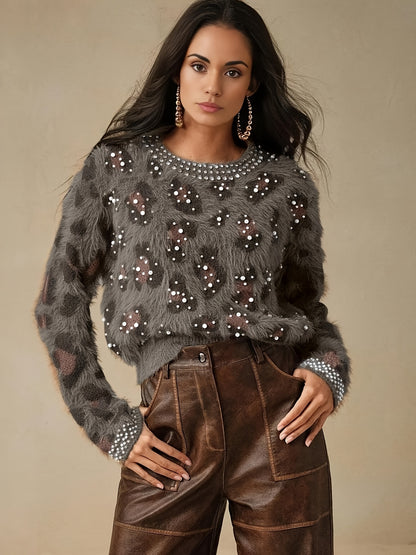 MAGLIONE STAMPA ANIMALIER COLLO ROTONDO